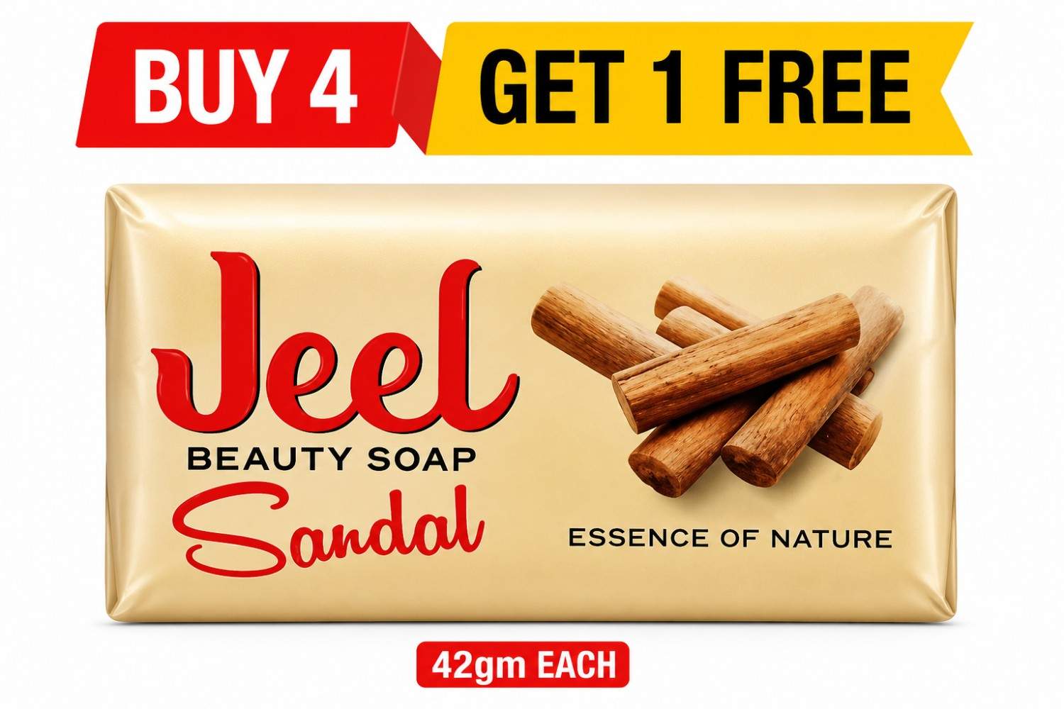 JEEL Sandal Bath Soap 42GM (Pack of 5) | Buy 4 Get 1 Free |