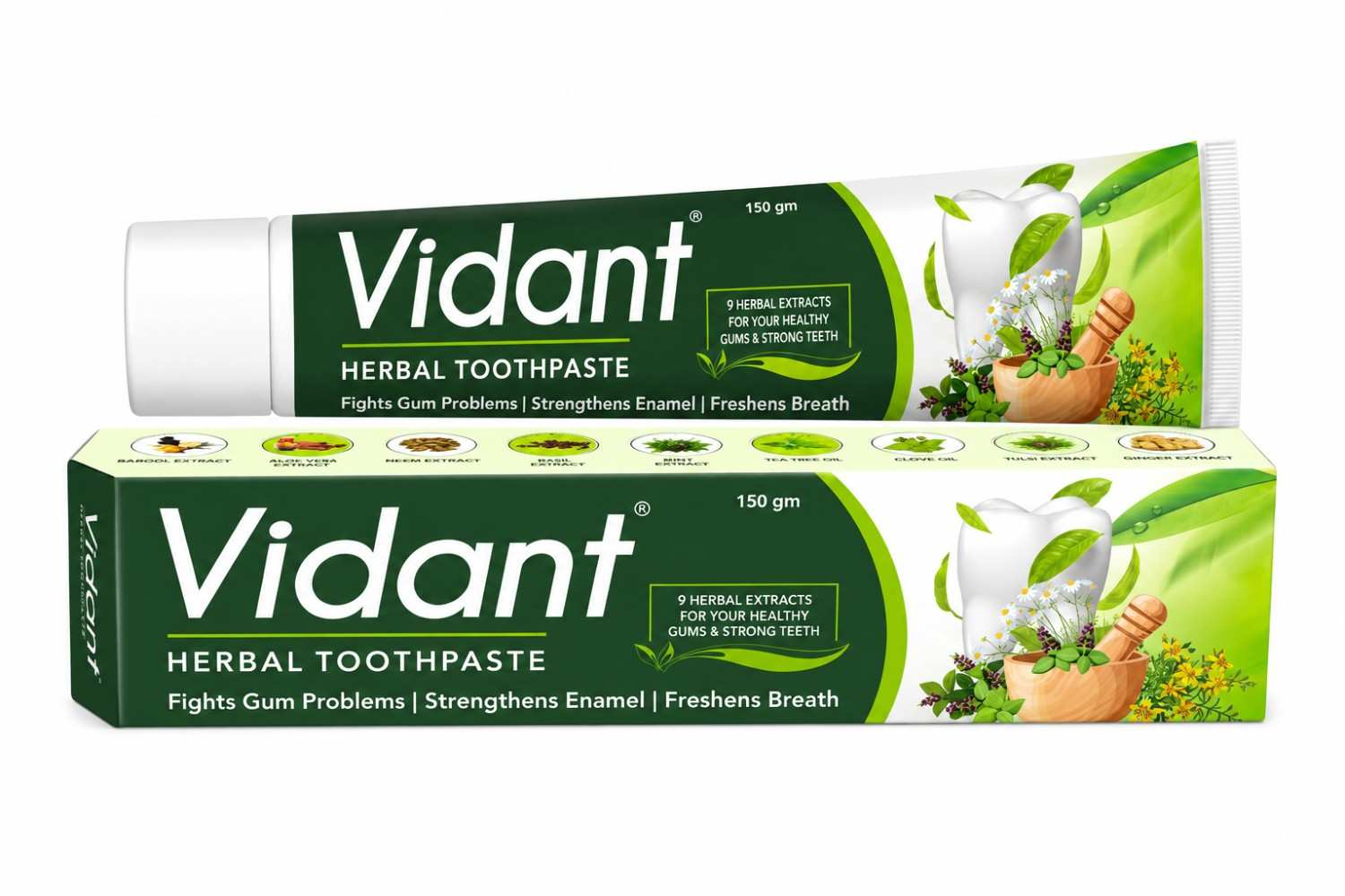 Vidant Herbal Toothpaste (150g) Healthy Gums • Strong Teeth • Fresh Breath
